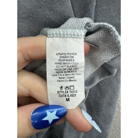 Quiet Storm Womens Sweatshirt Size Medium Gray Tye-Dye Pullover Hooded Cropped - Picture 6 of 14